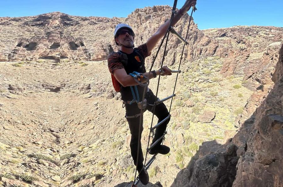 Via Ferrata - Klettersteig Gran Canaria: Rocky Mountains - The Route: Vertical Climbing, Hanging Ladders, and a Desert-Like Backdrop